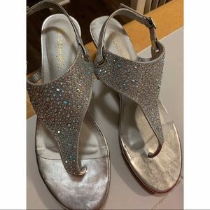 Silver Wedge Sandals (Dream Pairs brand)